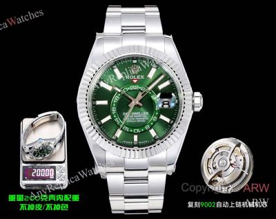 AR+ Factory Weighted Version Rolex SKY-DWELLER Green Face 904L Stainless Steel Watch 42mm
